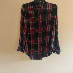 Ralph Lauren tartan Plaid Button Down Shirt red green black
